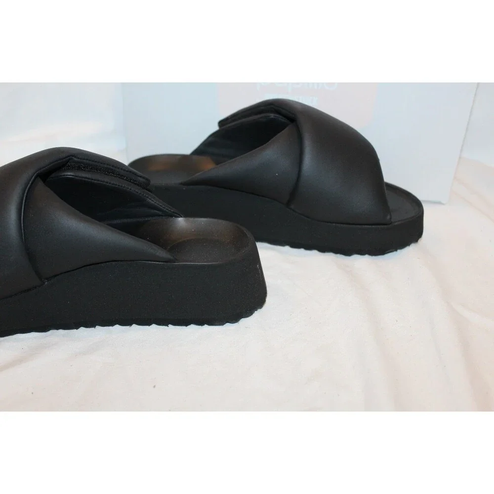 Birkenstock Theda Cross Strap Leather Sandals Platform Black EU 38 NARROW $185